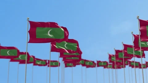 Maldives Row Of Flags 3D Animation Stock-Footage 148721589