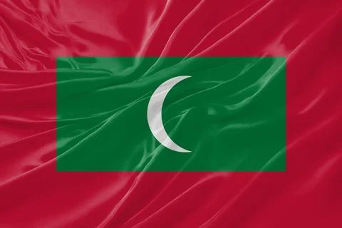 Maldives Waving Flag Background with Silk Fabric Texture Stock Illustration