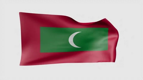 Maldives Waving Flag Transparent Alpha Stock Footage 274433982