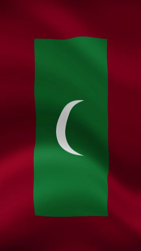 Maldives Waving Flag in Vertical Orientation – Realistic Loop Animation Stock Footage 294947992