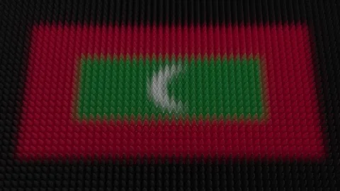 Maldivian Flag Light Shining on Scrolling Bullets Video stock 314895175