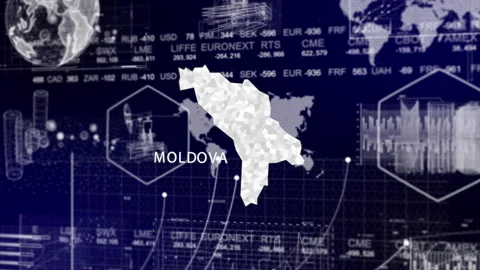 Maldova Map Animation Loop | Growth, GDP, Oil Economy &amp; Development Insights Stock Footage 331580988