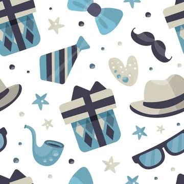 Male accessories seamless pattern. Wallpaper, textile, background with bowtie Stock Illustration