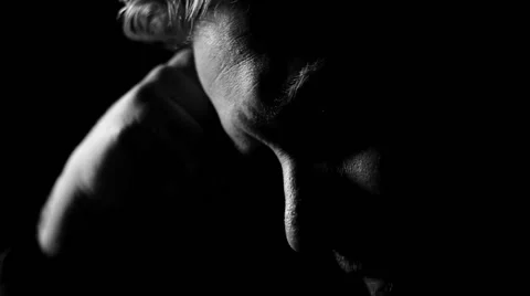 Male adult with depression sadness, greif and post traumatic stress disorder Stock Footage