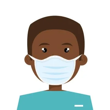 Male afro paramedic using face mask isolated icon Illustrazione stock
