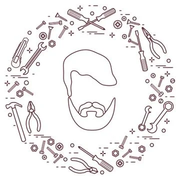 Male and different tools for building, construction and home repair. Ilustración de archivo