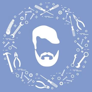 Male and different tools for building, construction and home repair. Ilustración de archivo