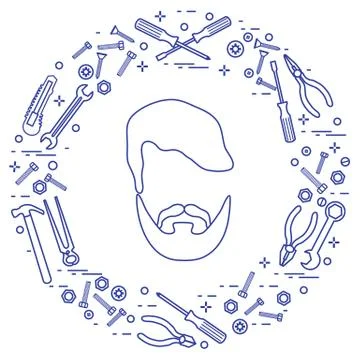 Male and different tools for building, construction and home repair. Ilustración de archivo