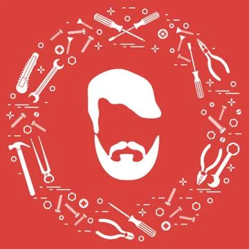 Male and different tools for building, construction and home repair. Ilustración de archivo