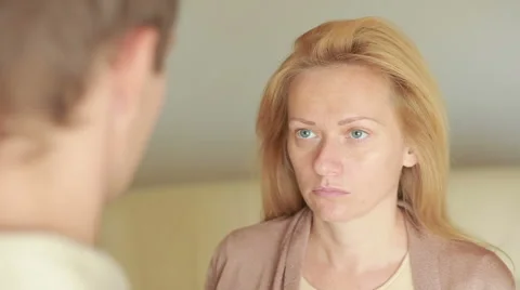 Male and female fighting. family quarrel. domestic violence. evil men shout Stock Footage