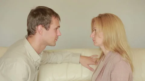 Male and female fighting. family quarrel. domestic violence. evil men shout Stock Footage