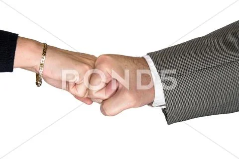 Male and female handshake Stock Photos
