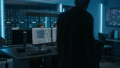 Male and Female Programmers Talking about Work, Using Computers Software Develop Stock Footage 103273393
