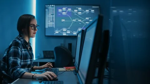 Male and Female Programmers Talking about Work, Solving Problems Together Stock-Footage 103273853