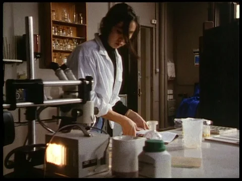 Male and female restorators working in art pieces, UK 1992 Stock Footage 136686953