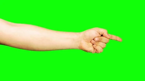 Male arm gesture accusing or indicating isolated green screen 스톡 동영상 74138358