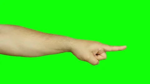 Male arm gesture accusing or indicating isolated green screen Stock Footage 74429678