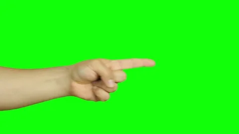 Male arm gesture accusing or indicating isolated green screen Stock Footage 74542416