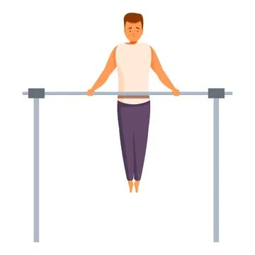 Male athlete doing pull ups on horizontal bar, fitness exercise workout Illustrazione stock