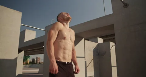 Male athlete preparing to do pull ups Stock Footage 201460107