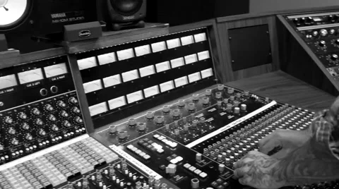 Male Audio Engineer at Console (Black &amp; White) Stock Footage 54671965