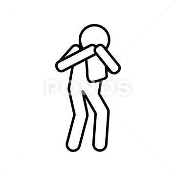 Male avatar coughing with tissue line style icon vector design: Graphic ...