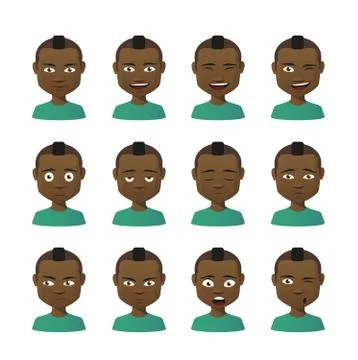 Male avatar expression set Stock Illustration