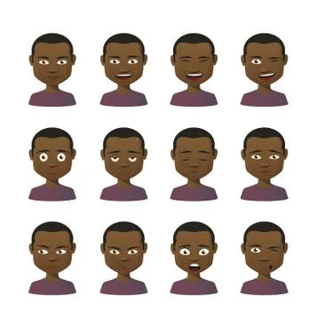 Male avatar expression set Stock Illustration