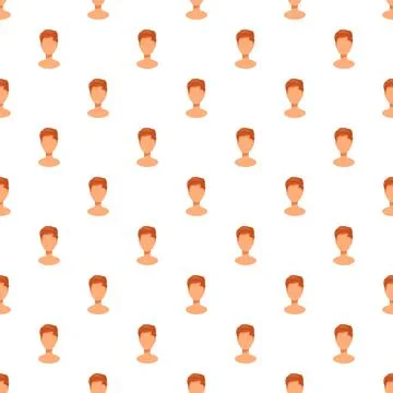 Male avatar headshot seamless pattern on white background Illustrazione stock