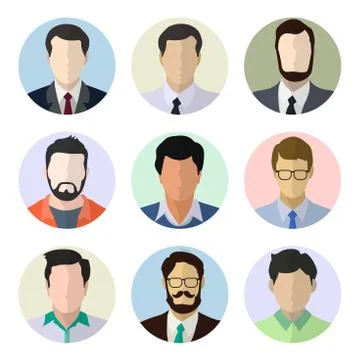 Male avatar human faces vector illustration. Stock Illustration
