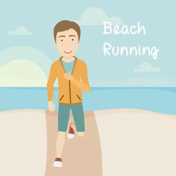 Male Beach Runner Stock Illustration