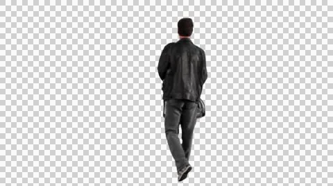 Male in black going from the camera (on transparent background) Stock Footage 42232846