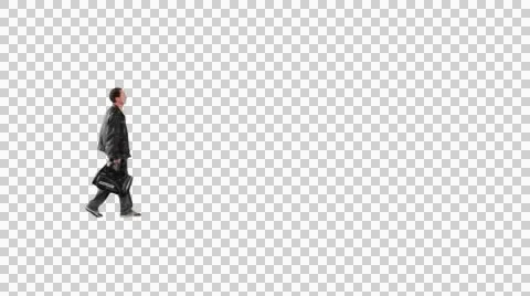 Male in black going on transparent background Video stock 42379360