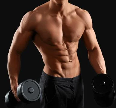 Male bodybuilder posing in studio Stock Photos