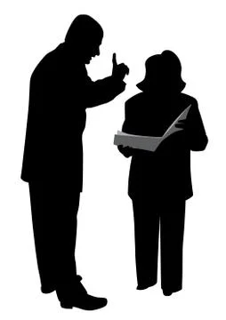 Male boss giving order or warning his female employee Stock Illustration