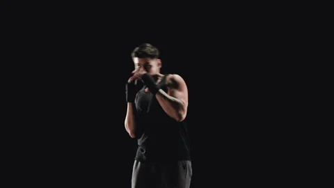 Male boxer doing a warm-up Stock Footage 152116229