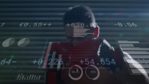 Male boxer reacting to camera, adjusting guard, punching, generating finance Stock Footage 330621691