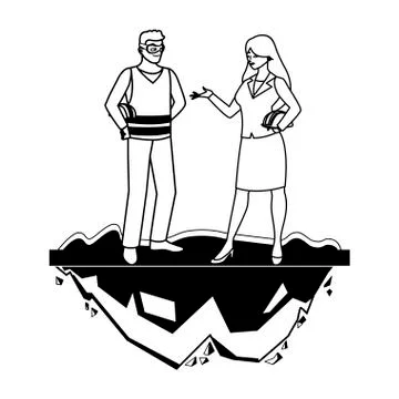 Male builder constructor with woman engineer Ilustración de archivo