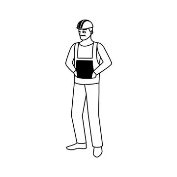 Male builder constructor worker avatar character Ilustración de archivo