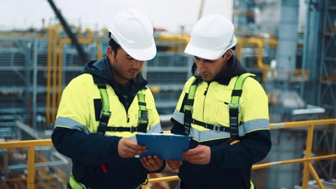 Male builder engineer colleagues talking construction development paper plan Видео 252714574