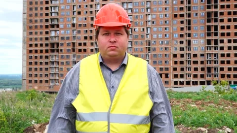 Male builder foreman, worker or architect working on construction building site Stock-Footage 111857053