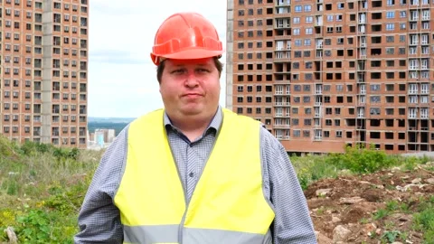 Male builder foreman, worker or architect on construction building site is Stock Footage 111868252