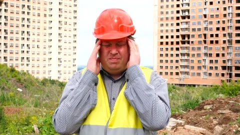 Male builder foreman, worker or architect on construction building site is Stock-Footage 111873774