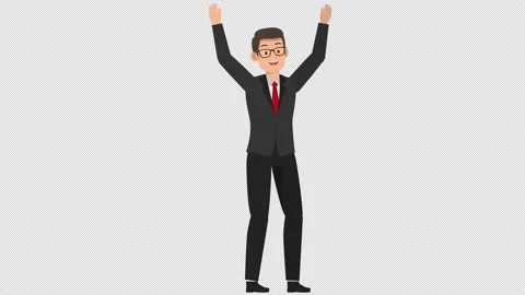 Male cartoon characters cheering on alpha Stock Footage 141947341