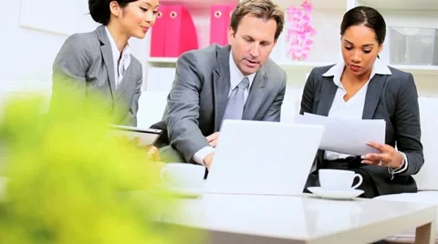 Male Caucasian Business Executive Informal Team Meeting Stock Footage