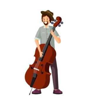 Male cello player flat vector illustration Stock Illustration
