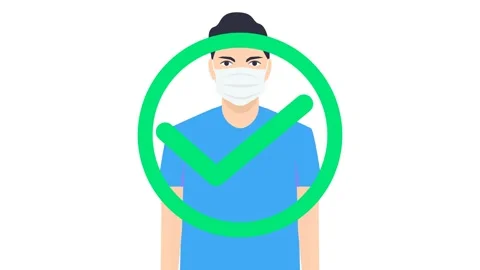 Male character flat animation featuring attention no mask and wearing mask. Video stock 315909798