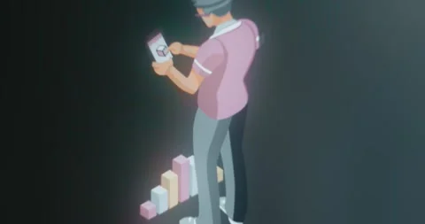 Male character interacting with Augmented Reality Stock-Footage 314732223