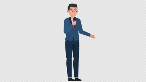 Male characters talking on the microphone Stock Footage 143653602