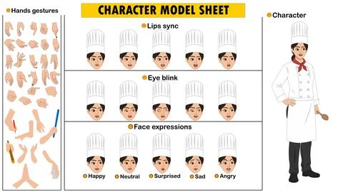 Male Chef Character Constructor Kit. Customizable Cook and Culinary Expert Model Stock Illustration